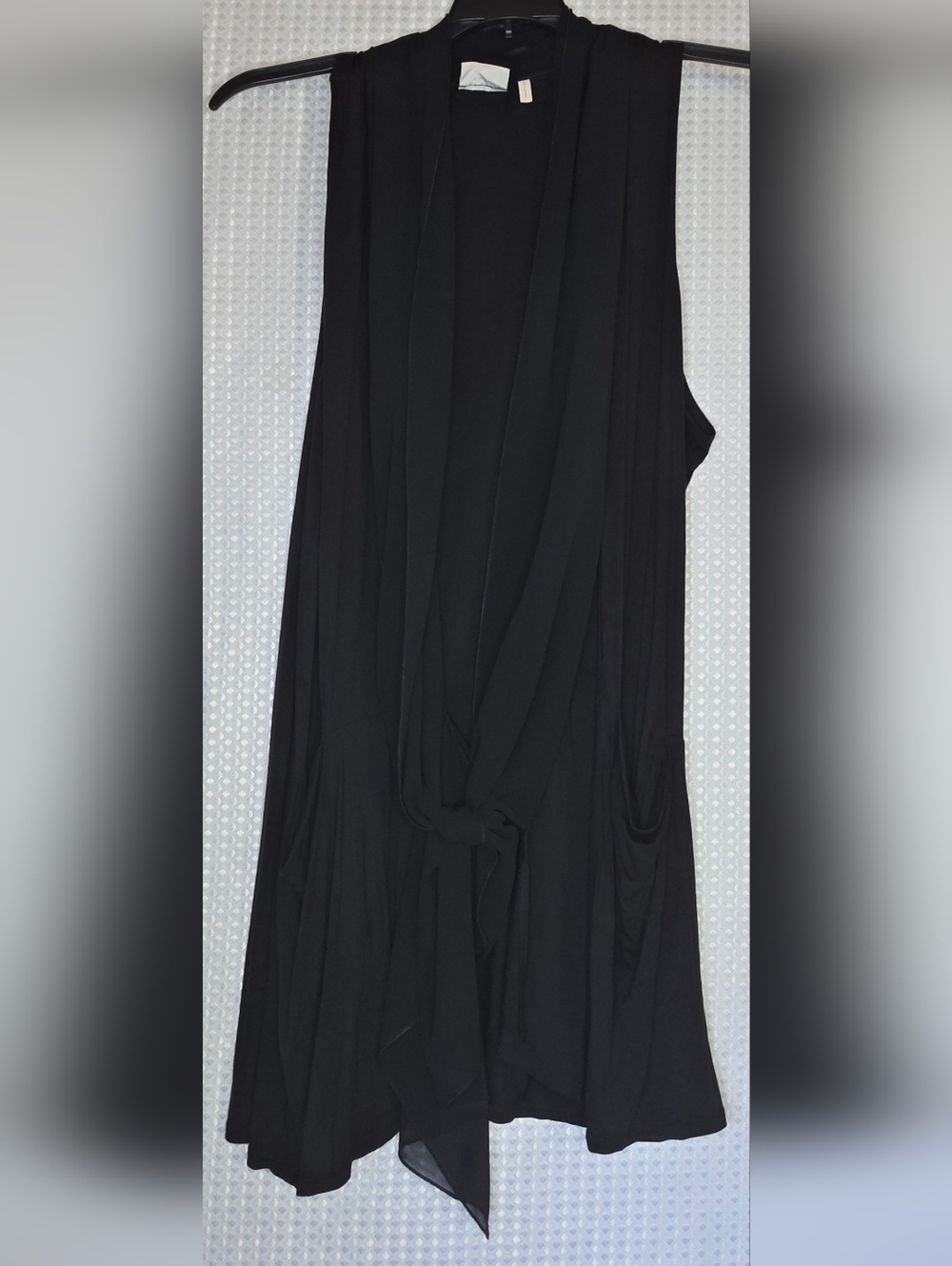 LOGO Lori Goldstein Black Tie Front Cardigan Vest Sleeveless Draped Layering 1X - Picture 8 of 8